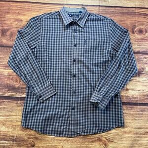 Ben Sherman Flannel Button Down Shirt Mens Large Plaid Blue Long Sleeve Collar